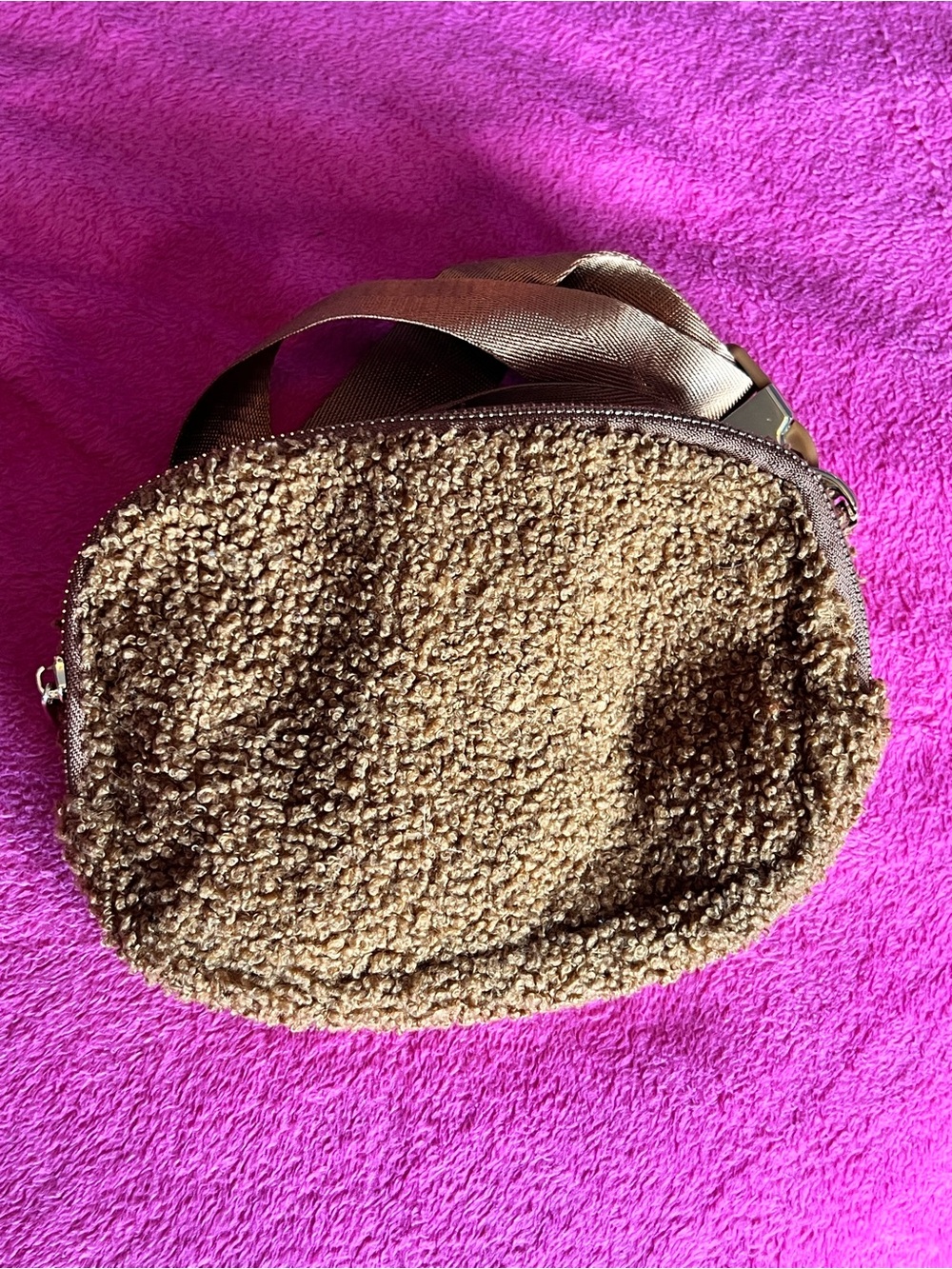 Warm Teddy Brown Sherpa Belt Bag - Picture 3 of 6